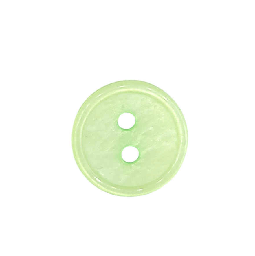 Galedi Pins 12mm polyester 2 hole button with a ring edge and MOP look.