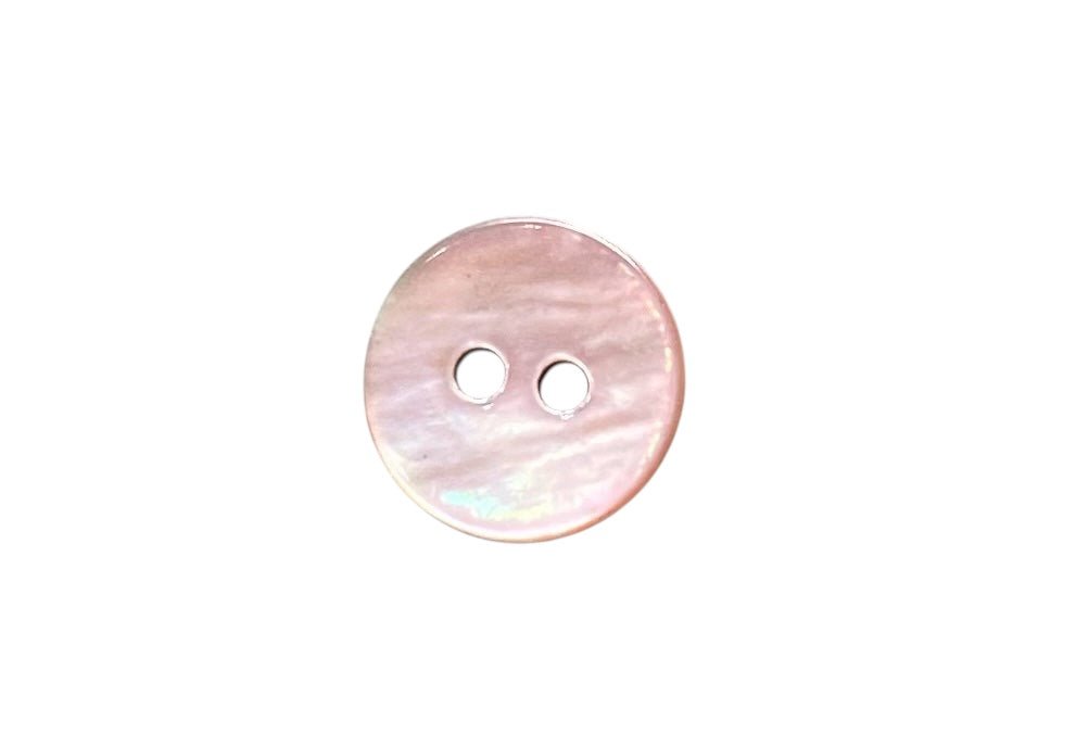 A single 10mm pink shell button with two holes.