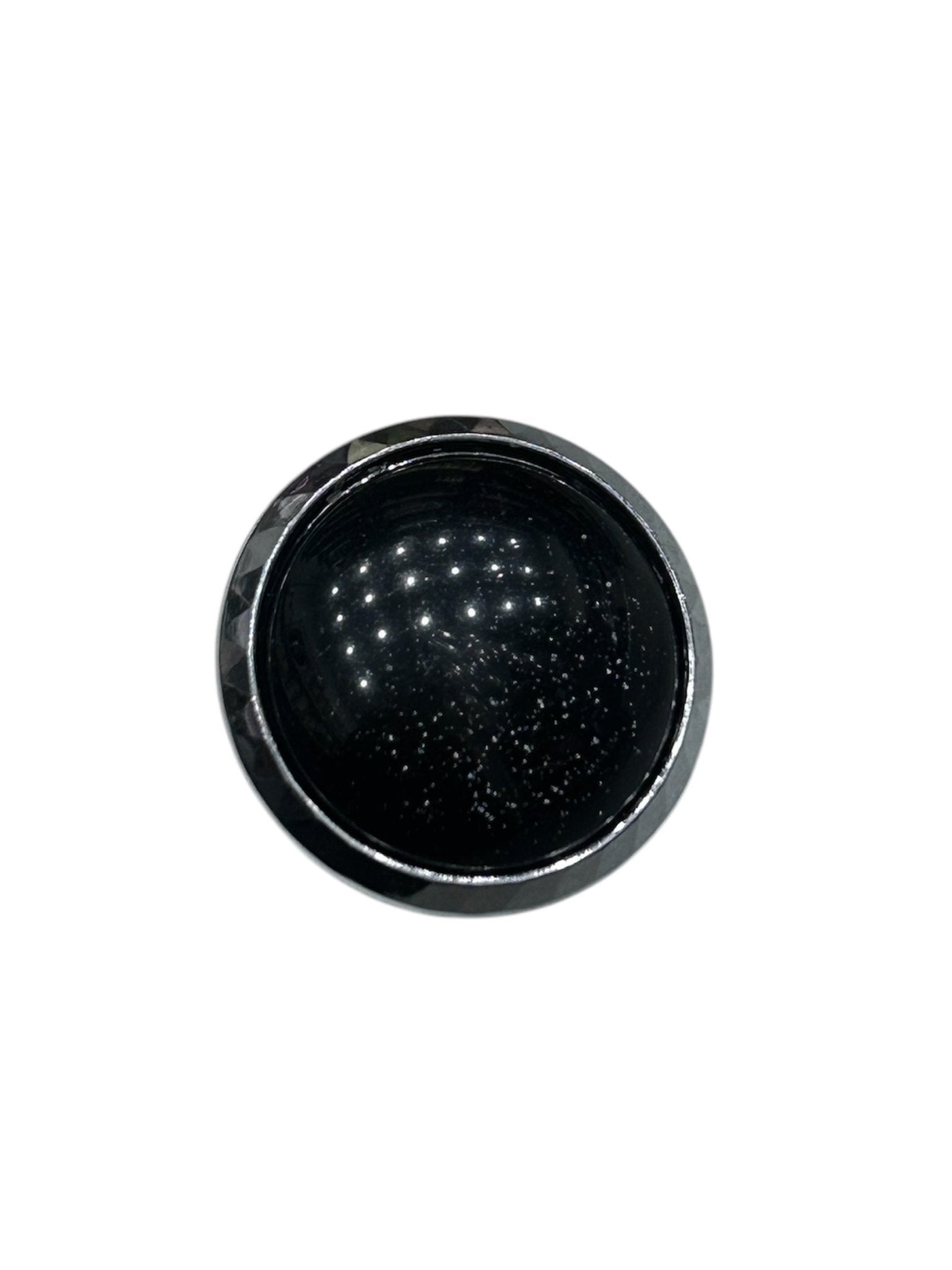 Round Shank Plastic Button, Black and Silver - Galedi Pins