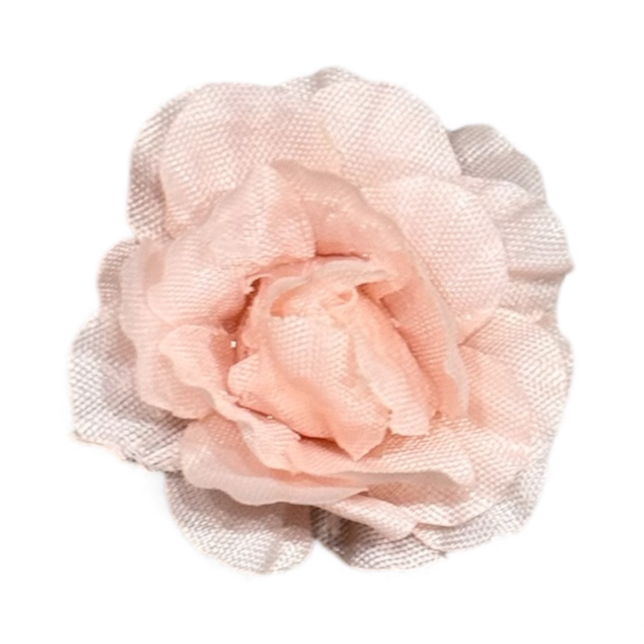 A pink fabric flower with textured petals.