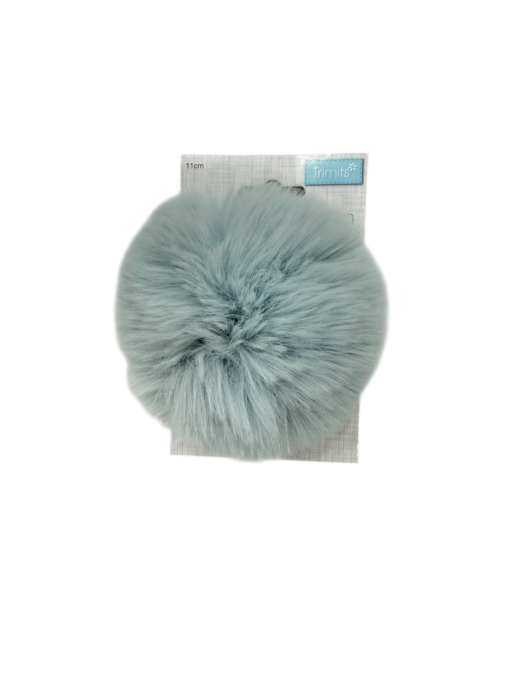 Trimits 11cm faux fur pompon in light blue.