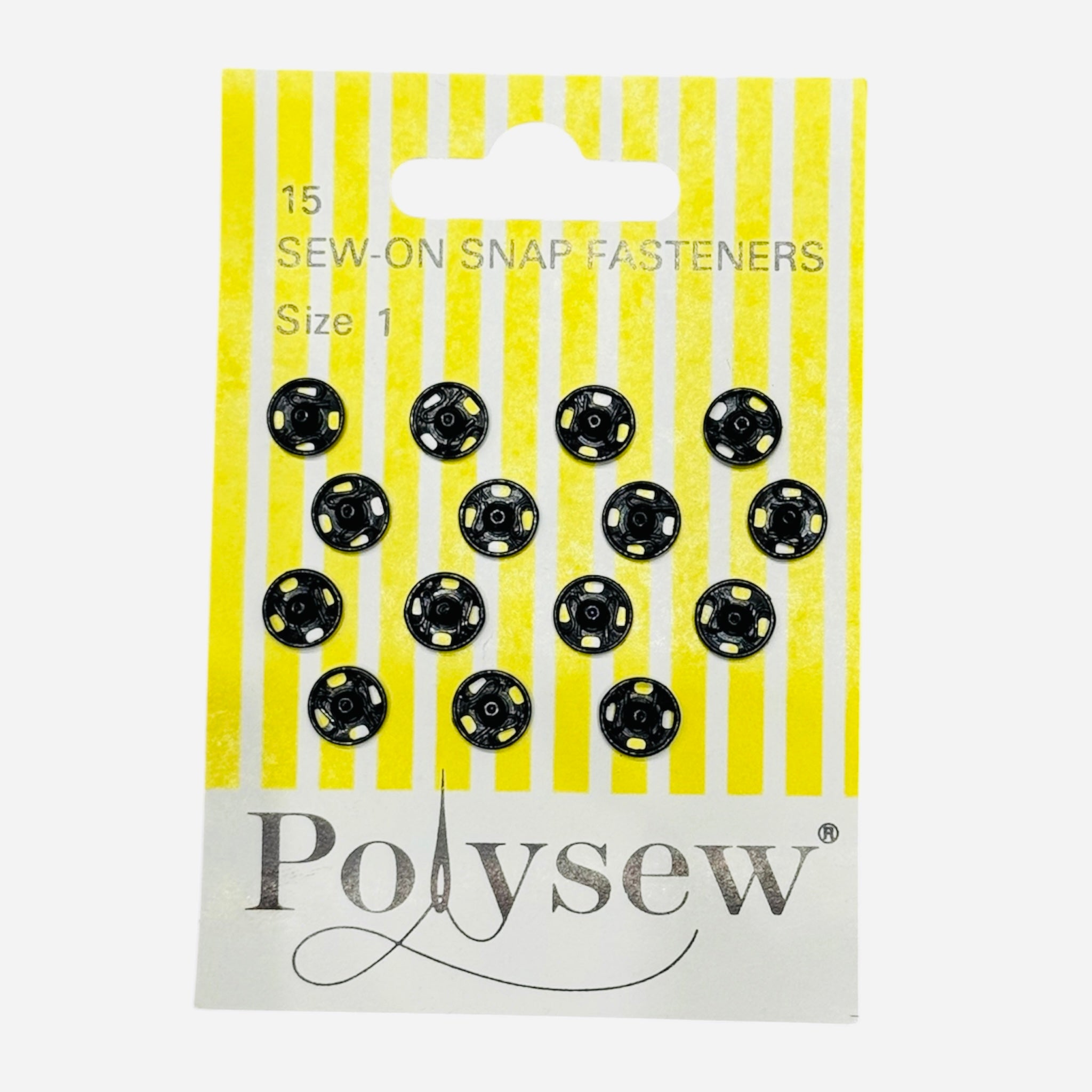 Polysew Black Metal Snap Fasteners - 9mm Sew-On Press Studs