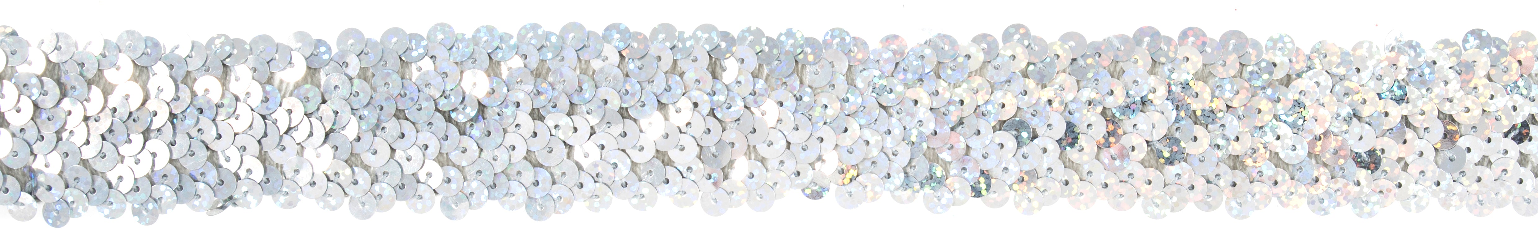 Galedi Pins Sequin Trim – Stretch Holographic Elastic Tape Silver 40mm