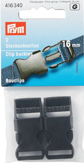Clip buckles strong, 16mm, black - Galedi Pins