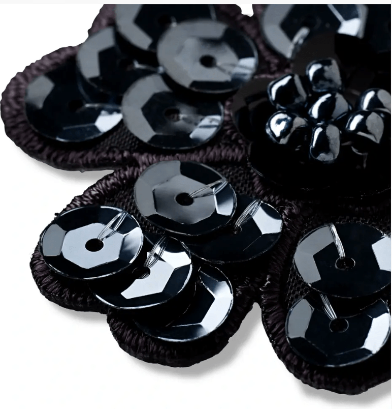 Applique sequin flower black - Galedi Pins