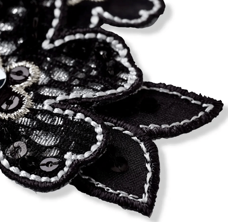 Applique flower tendril black - Galedi Pins