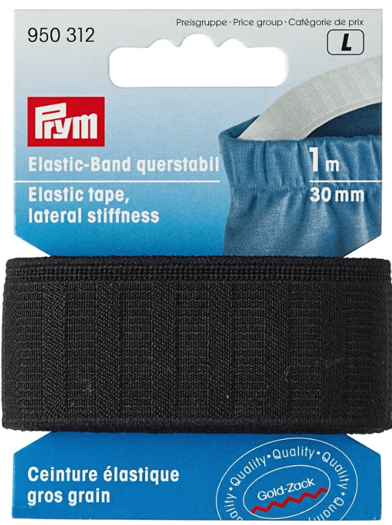 Elastic tape, lateral stiffness, 30mm, black or white - Galedi Pins