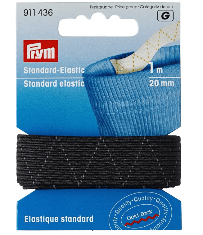 Standard elastic, 20mm, black or white, 1m - Galedi Pins