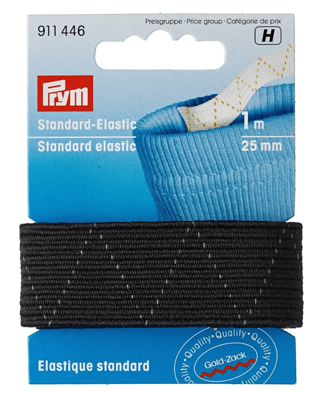 Standard elastic, 25mm, black or white, 1m - Galedi Pins