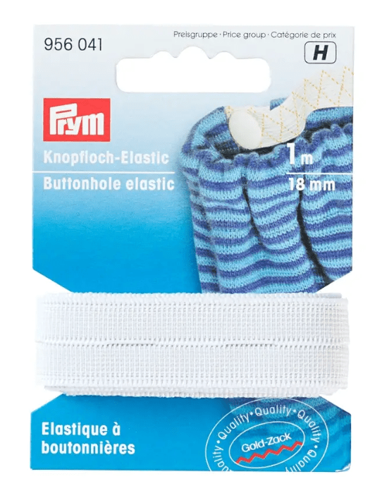 Buttonhole elastic smooth, 18mm, white or black, 1m - Galedi Pins