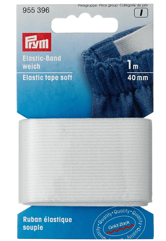 Elastic tape, soft, 40mm, black or white, 1m - Galedi Pins