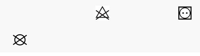 White braided elastic tape with care symbols for washing and drying.