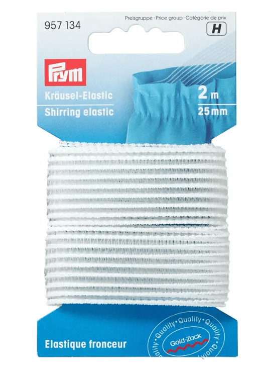 Shirring elastic, 25mm, white, 2m - Galedi Pins