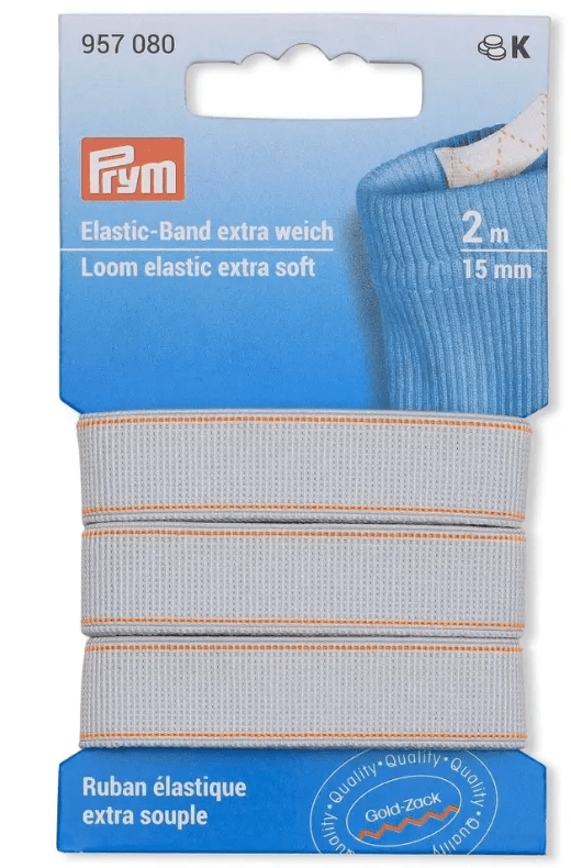 Loom elastic, extra soft, 10mm or 15mm, white, 2m - Galedi Pins