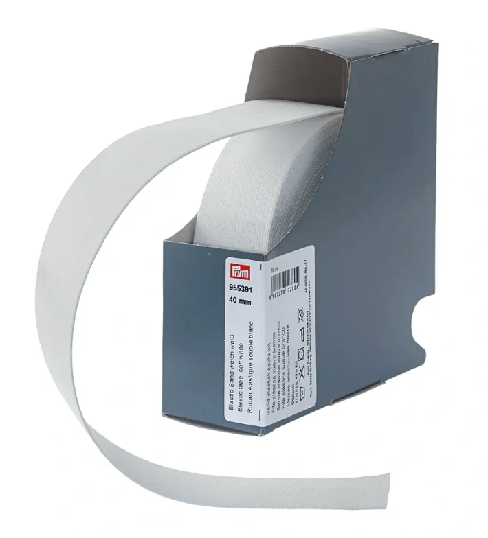 Elastic tape, soft, 40mm, white or black, 1m - Galedi Pins