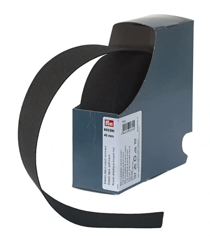 Elastic tape, soft, 40mm, white or black, 1m - Galedi Pins