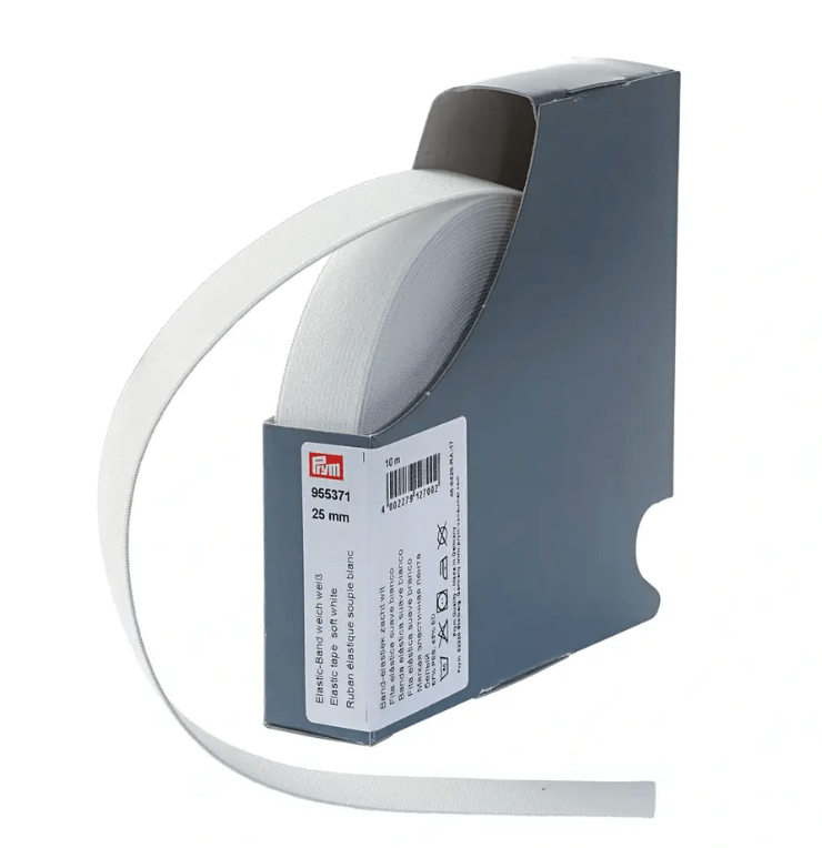 Elastic tape, soft, 25mm, white, 1m - Galedi Pins