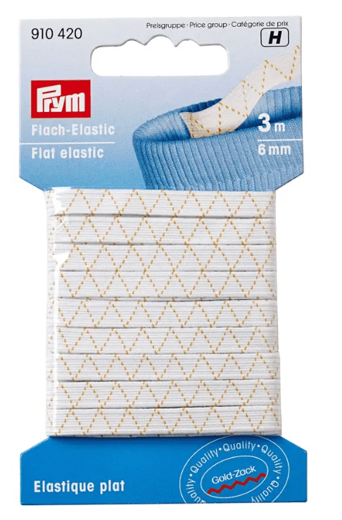 Flat elastic 6mm, white - Galedi Pins