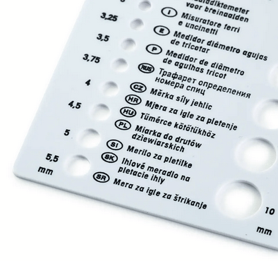 Knitting needle gauge - Galedi Pins