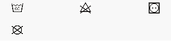 Laundry care symbols: machine wash at 60 degrees, do not bleach, do not tumble dry, do not iron.