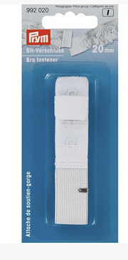 White Prym bra fastener with 20mm width.