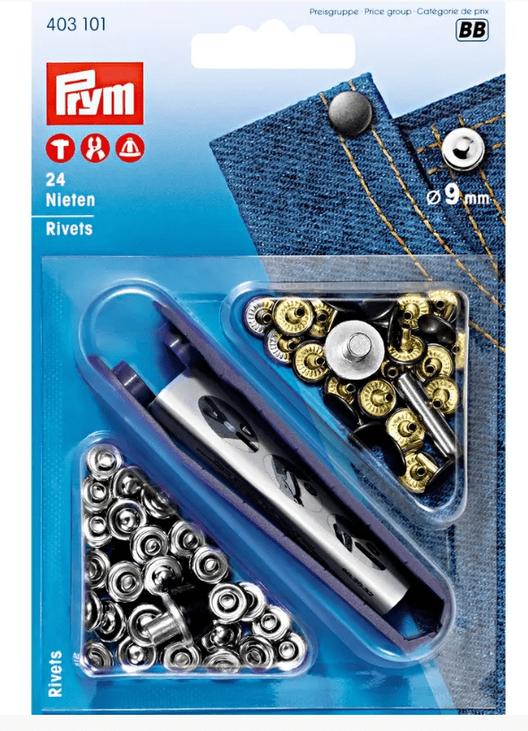 Rivets, 9mm, silver - coloured/old iron - Galedi Pins