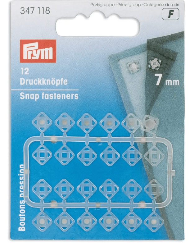 Snap fasteners square, 7mm, transparent - Galedi Pins