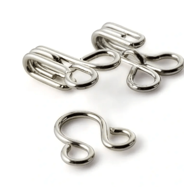 Spring hooks and eyes, size 1/ 2/ 3, silver - coloured, card, 12pc - Galedi Pins