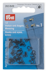 Spring hooks and eyes, size, Black, 1/ 2/ 3, card - Galedi Pins