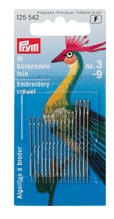 Crewel needles, No. 3 - 9/ 5 - 10, assorted, 16pc - Galedi Pins