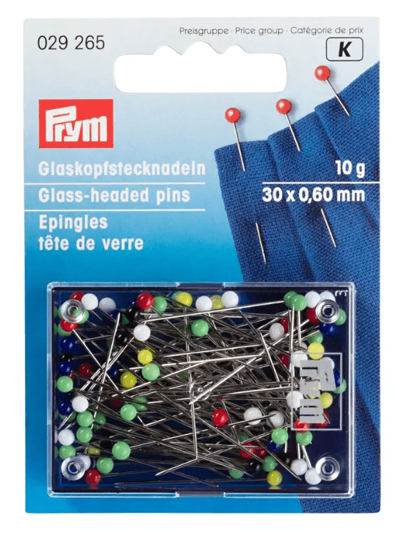 Glass - headed pins, 0.60 x 30mm, multi - colour, 10g - Galedi Pins