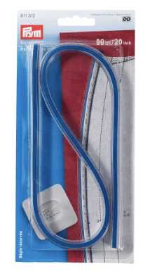 Flexible ruler with metal core, cm and inch scale, 50 cm.