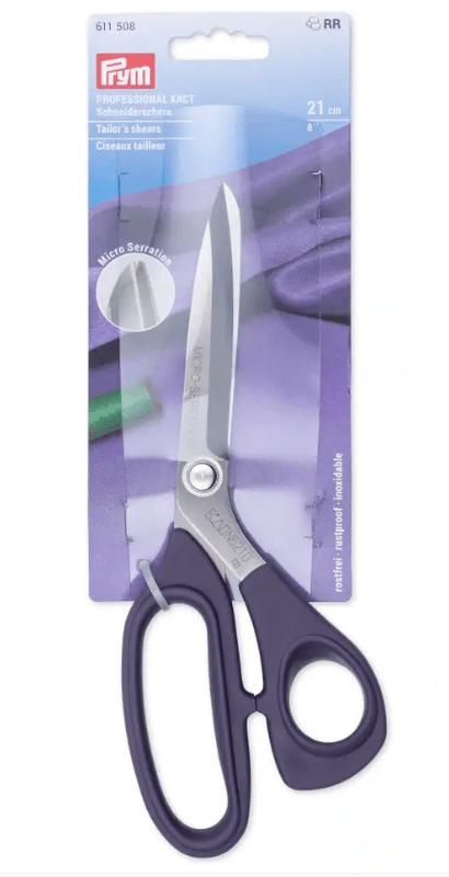 Purple 21cm professional dressmaking shears with micro-serration.