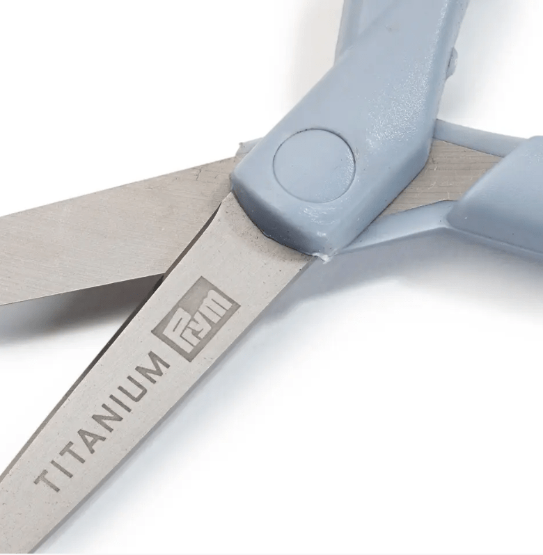 Prym titanium-coated stainless steel scissors with grey handle.