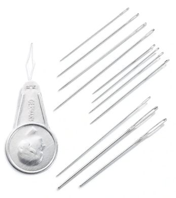 Sewing, embroidery and darning needles assortment and threader, 50 needles - Galedi Pins