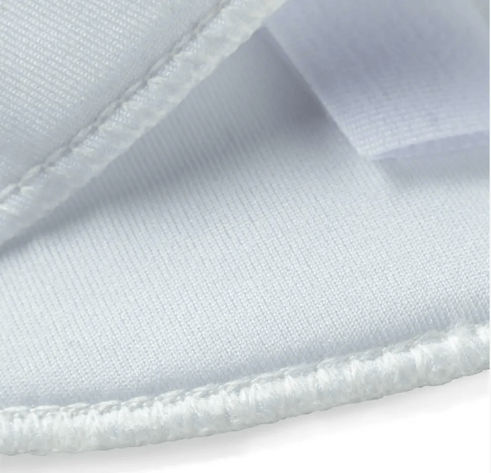 Black polyester crescent-shaped shoulder pads with visible stitching.