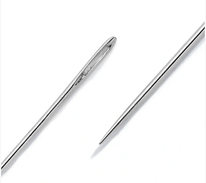 Beading needles with silver eye, No. 10, 0.45 x 55mm, 25pc - Galedi Pins