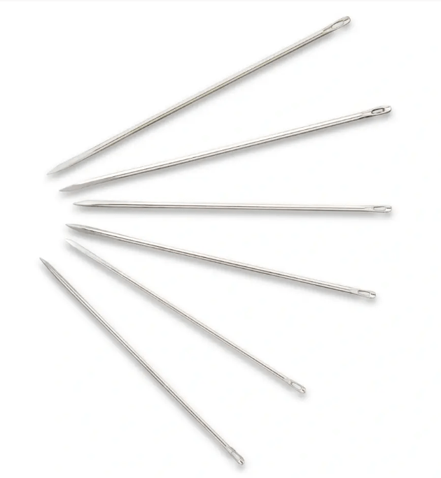 Leather needles, No. 7, 0.70 x 36mm, silver - coloured - Galedi Pins