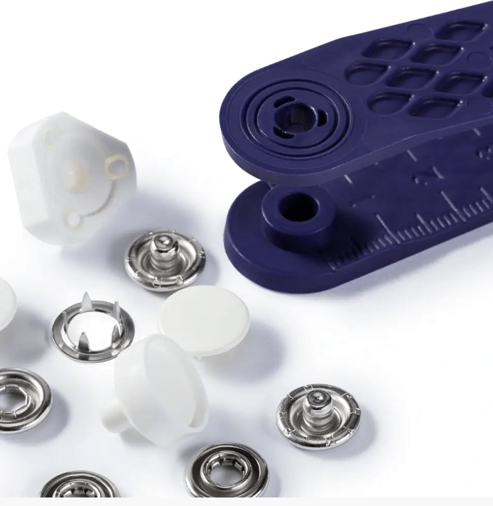 Non - sew press fastener jersey, smooth cap, 12mm, white - Galedi Pins