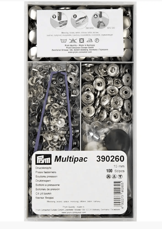 Non - sew press fastener anorak, 15mm, silver - coloured - Galedi Pins