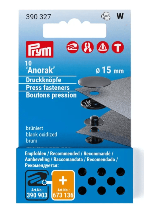 Non - sew refill for 390302, 15mm, black oxydized - Galedi Pins