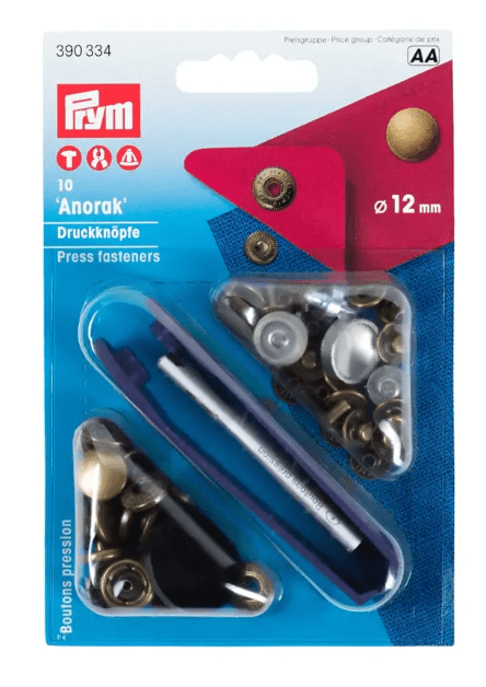 Non - sew press fastener anorak, 12mm, antique brass - Galedi Pins