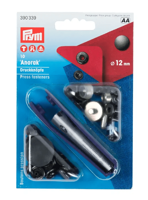 Non - sew press fastener anorak, 12mm, black oxidised - Galedi Pins