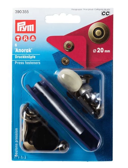 Non - sew press fastener anorak, Tyre design, 20mm antique brass - Galedi Pins