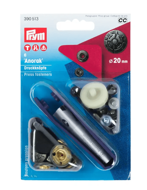 Non - sew press fastener anorak, fusion design, 20mm, antique silver - Galedi Pins