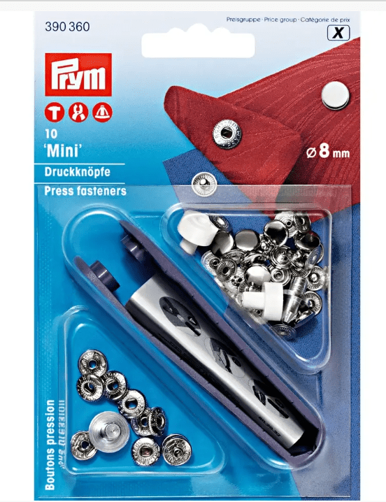 Non - sew press fastener Mini, 8mm, silver - coloured - Galedi Pins