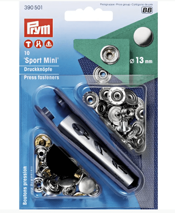 Non - sew press fastener Sport Mini, 13mm, silver - coloured - Galedi Pins