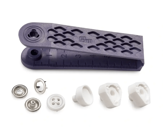 Non - sew press fasteners 'Jersey', sew - on look, 12mm, white - Galedi Pins