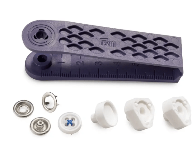 Non - sew press fasteners 'Jersey', sew - on look, 12mm, blue - Galedi Pins