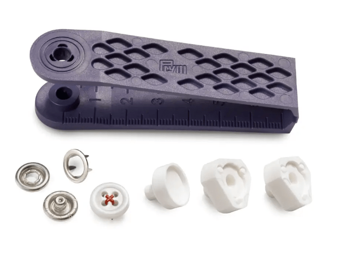 Non - sew press fasteners 'Jersey', sew - on look, 12mm, red - Galedi Pins